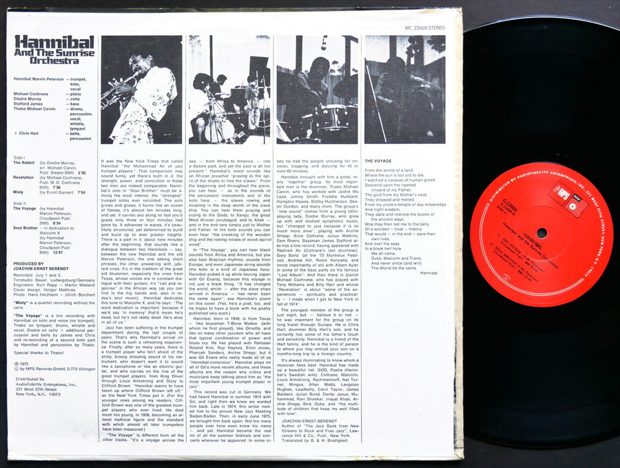 HANNIBAL And The Sunrise Orchestra LP MPS RECORDS G-22669 US 1975 JAZZ VG+