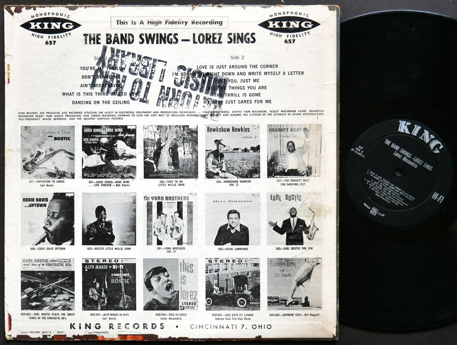 LOREZ ALEXANDRIA The Band Swings Lorez Sings LP KING RECORDS 657 US 1959 DG MONO