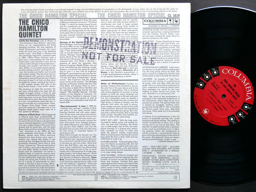 CHICO HAMILTON QUINTET Special LP COLUMBIA CL 1619 6-EYE DG MONO Charles Lloyd