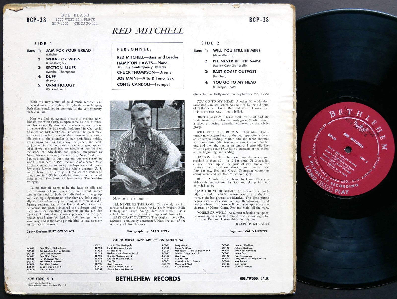RED MITCHELL Self Titled LP BETHLEHEM BCP 38 US 1956 DG MONO Hampton Hawes