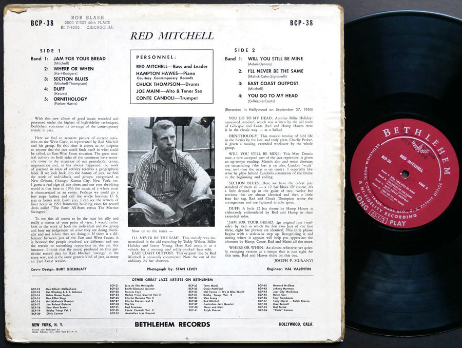 RED MITCHELL Self Titled LP BETHLEHEM BCP 38 US 1956 DG MONO Hampton Hawes