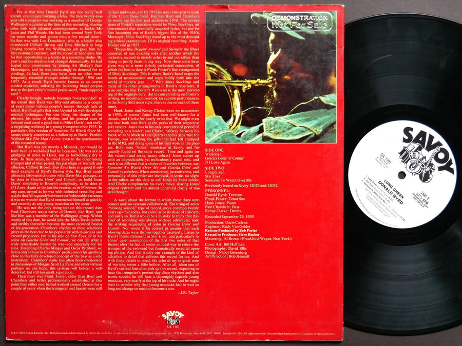 DONALD BYRD Long Green LP SAVOY RECORDS SJL 1101 US 1976 PROMO Paul Chambers