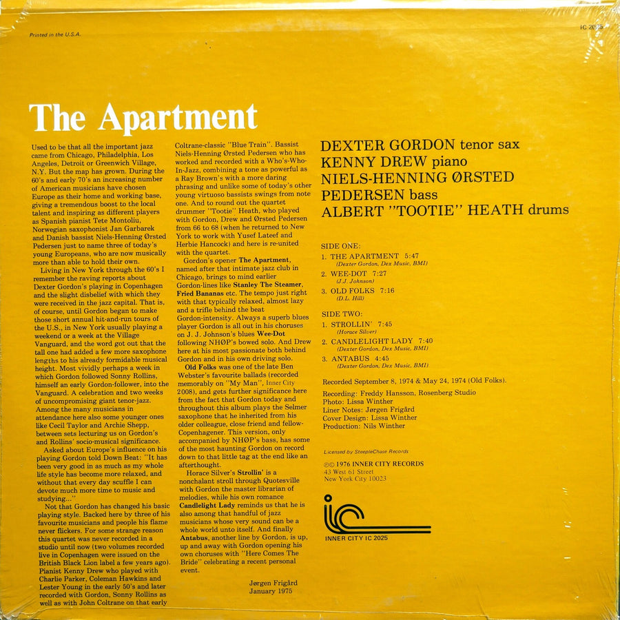 DEXTER GORDON Quartet The Apartment LP INNER CITY RECORDS IC 2025 US 1976 SEALED