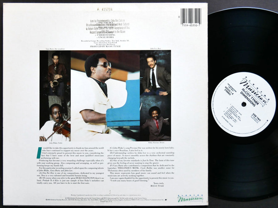 MCCOY TYNER Dimensions LP ELEKTRA MUSICIAN 60350-1-E Gary Bartz Wilby Fletcher
