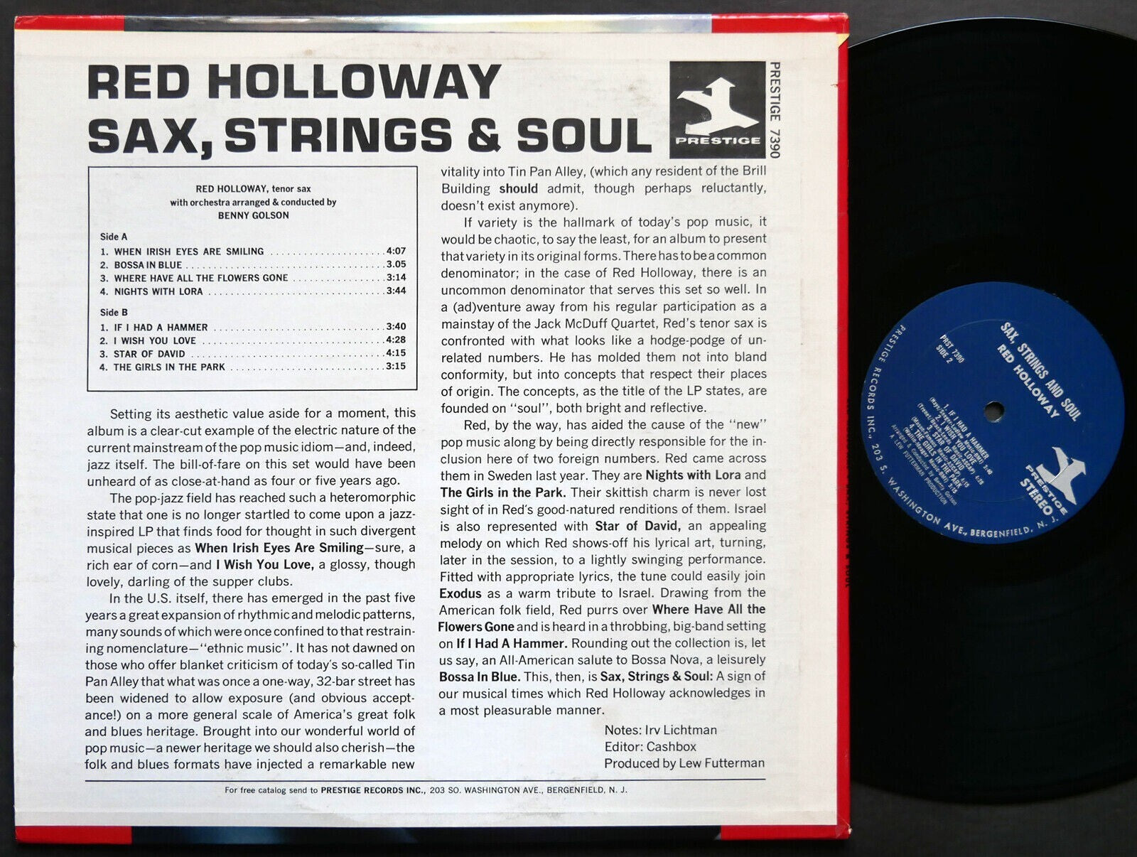 RED HOLLOWAY Sax, Strings & Soul LP PRESTIGE PRST 7390 US '65 Benny Golson CLEAN