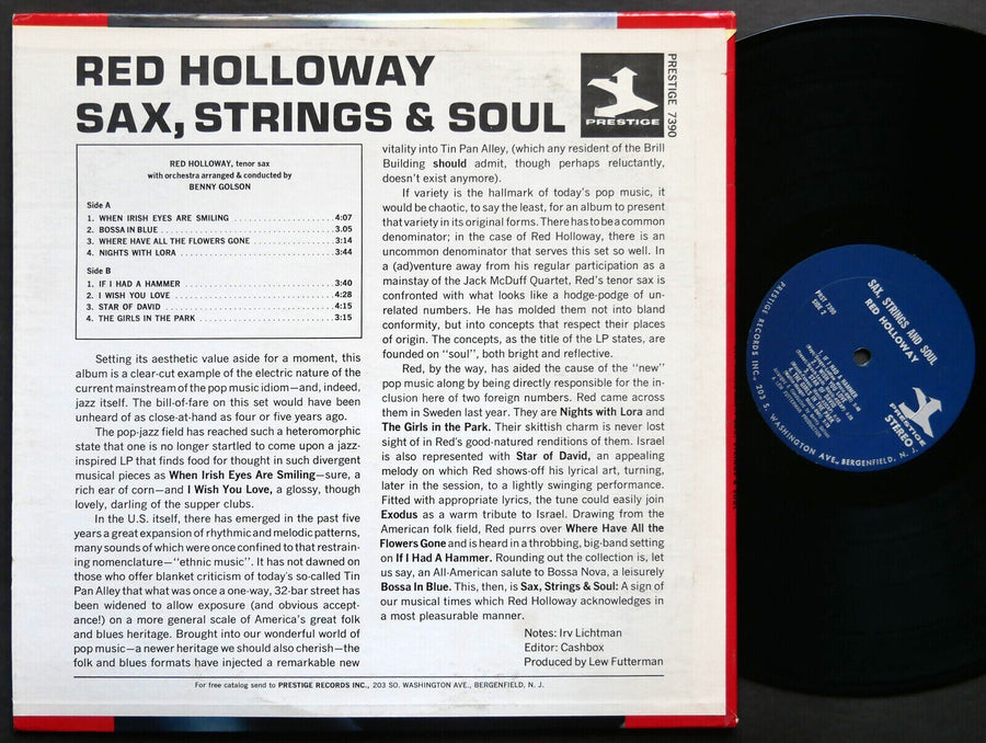 RED HOLLOWAY Sax, Strings & Soul LP PRESTIGE PRST 7390 US '65 Benny Golson CLEAN
