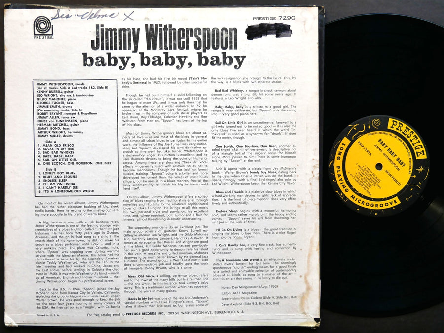 JIMMY WITHERSPOON Baby, Baby, Baby LP PRESTIGE PRLP 7290 US 1963 David Axelrod