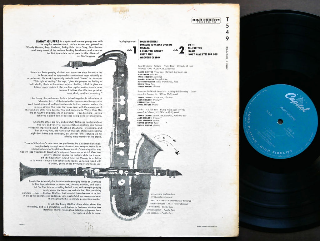 JIMMY GIUFFRE Self Titled CAPITOL RECORDS T 549 MONO Russ Freeman Curtis Counce