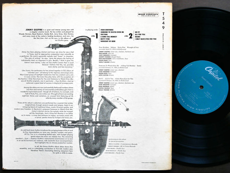 JIMMY GIUFFRE Self Titled CAPITOL RECORDS T 549 MONO Russ Freeman Curtis Counce
