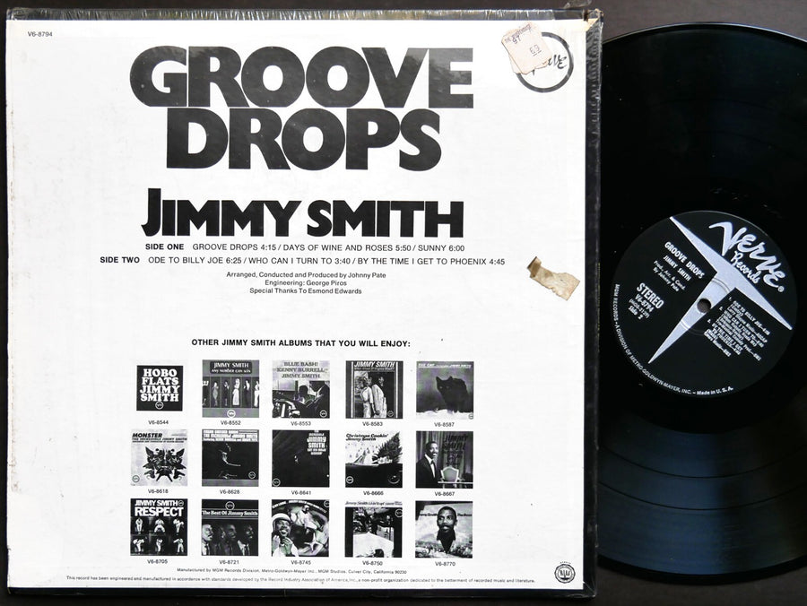 JIMMY SMITH Groove Drops LP VERVE RECORDS V6-8794 US 1969 JAZZ Johnny Pate
