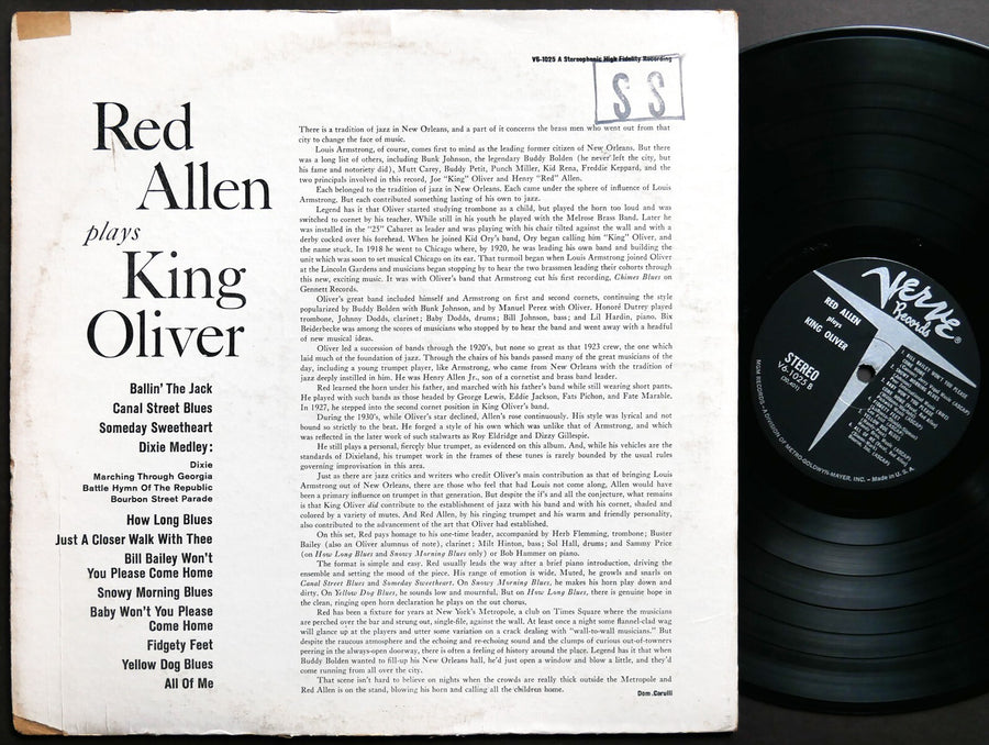 RED ALLEN Plays King Oliver VERVE RECORDS V6-1025 JAZZ