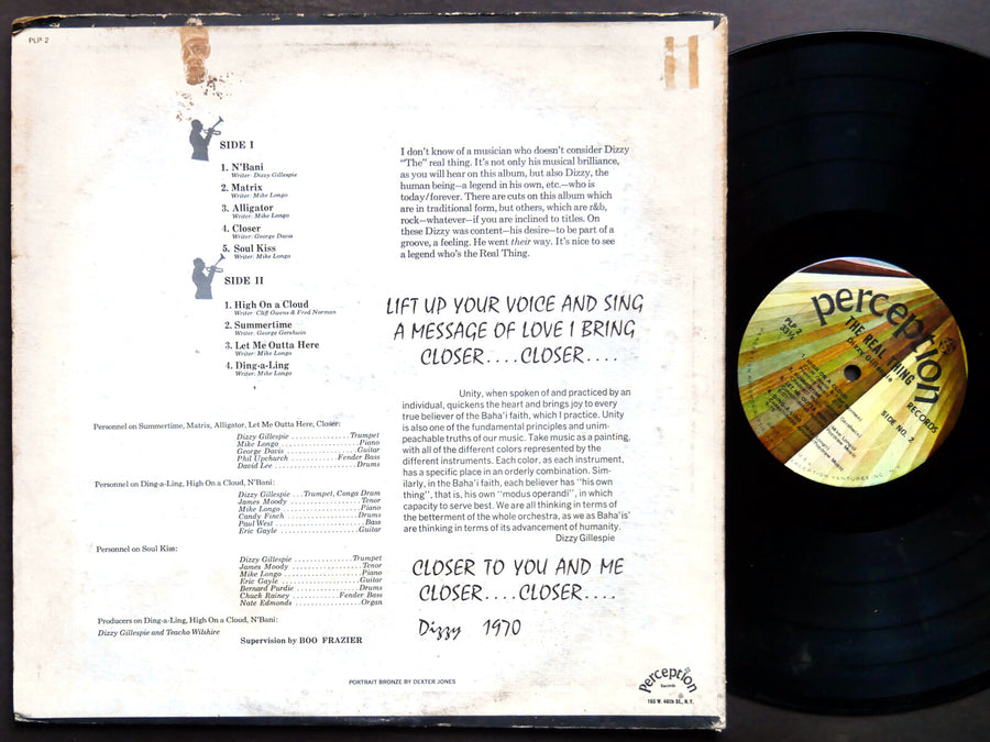DIZZY GILLESPIE JAMES MOODY The Real Thing LP PERCEPTION PLP 2 US 1970 Jazz Funk