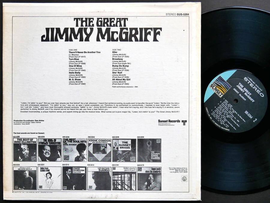 JIMMY MCGRIFF The Great LP SUNSET RECORDS SUS-5264 US 1969 JAZZ AUTOGRAPHED