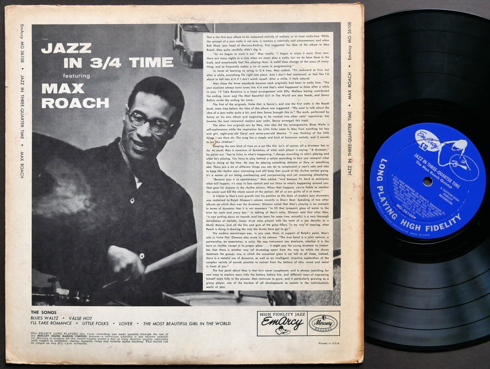 MAX ROACH Jazz In 3/4 Time LP EMARCY MG 36108 DG MONO Sonny Rollins Kenny Dorham