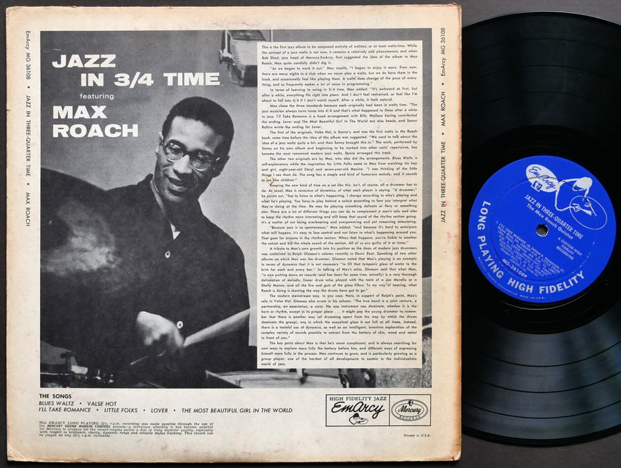 MAX ROACH Jazz In 3/4 Time LP EMARCY MG 36108 DG MONO Sonny Rollins Kenny Dorham