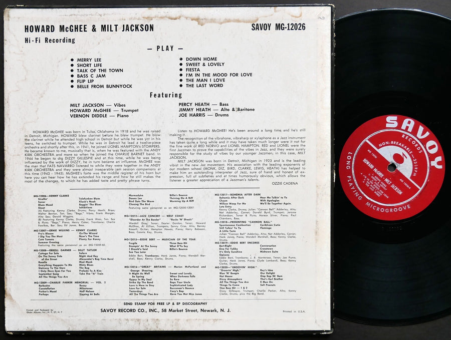 HOWARD MCGHEE Sextet MILT JACKSON SAVOY MG 12026 US 1955 RVG DG MONO Jimmy Heath