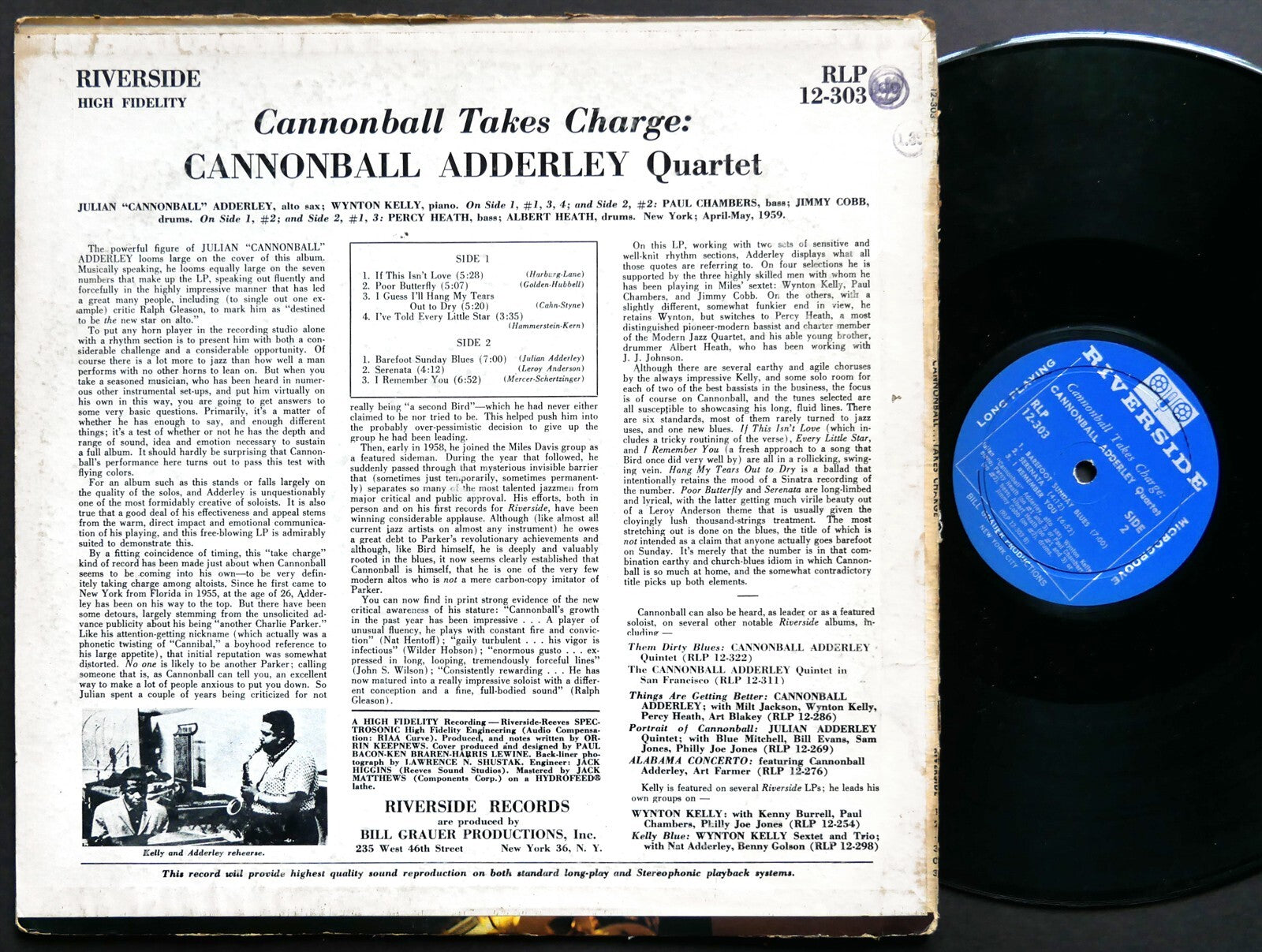 CANNONBALL ADDERLEY Takes Charge LP RIVERSIDE RLP 12-303 DG MONO Wynton Kelly