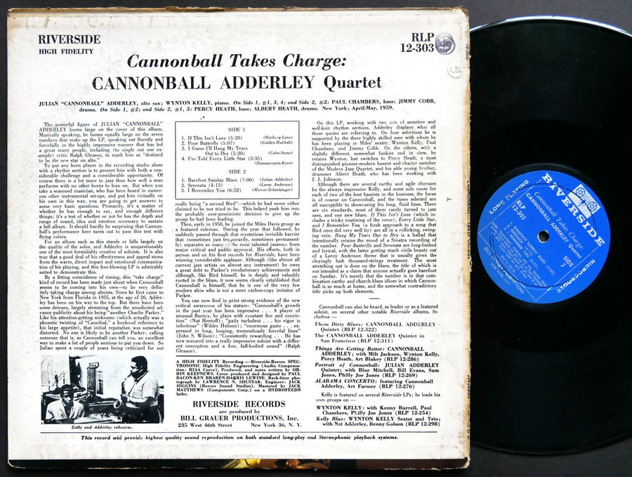 CANNONBALL ADDERLEY Takes Charge LP RIVERSIDE RLP 12-303 DG MONO Wynton Kelly