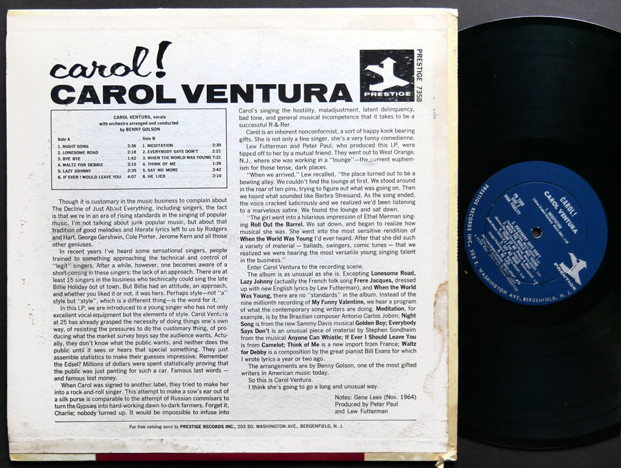 CAROL VENTURA Carol! LP PRESTIGE PR 7358 US 1964 DG MONO Benny Golson Vocal Jazz