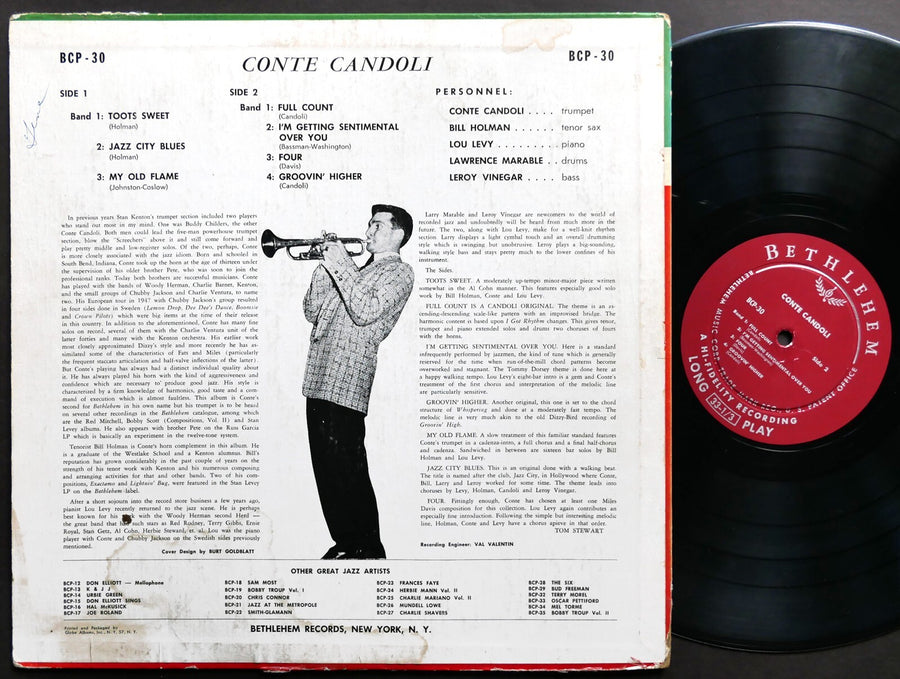CONTE CANDOLI Self Titled LP BETHLEHEM BCP-30 US 1955 DG MONO Leroy Vinnegar