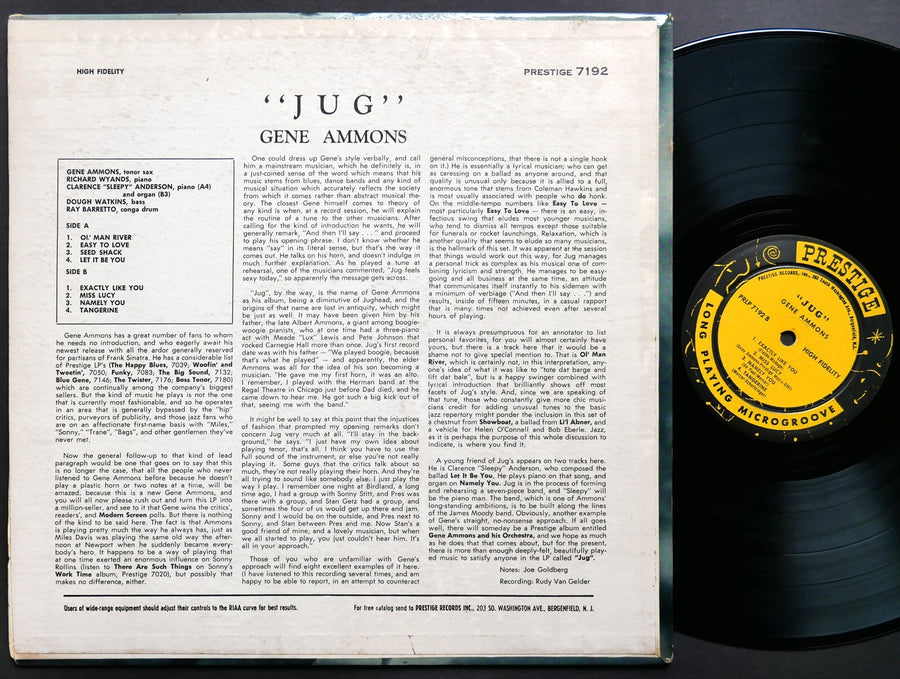GENE AMMONS Jug LP PRESTIGE PRLP 7192 US 1961 NJ RVG DG MONO JAZZ Dough Watkins