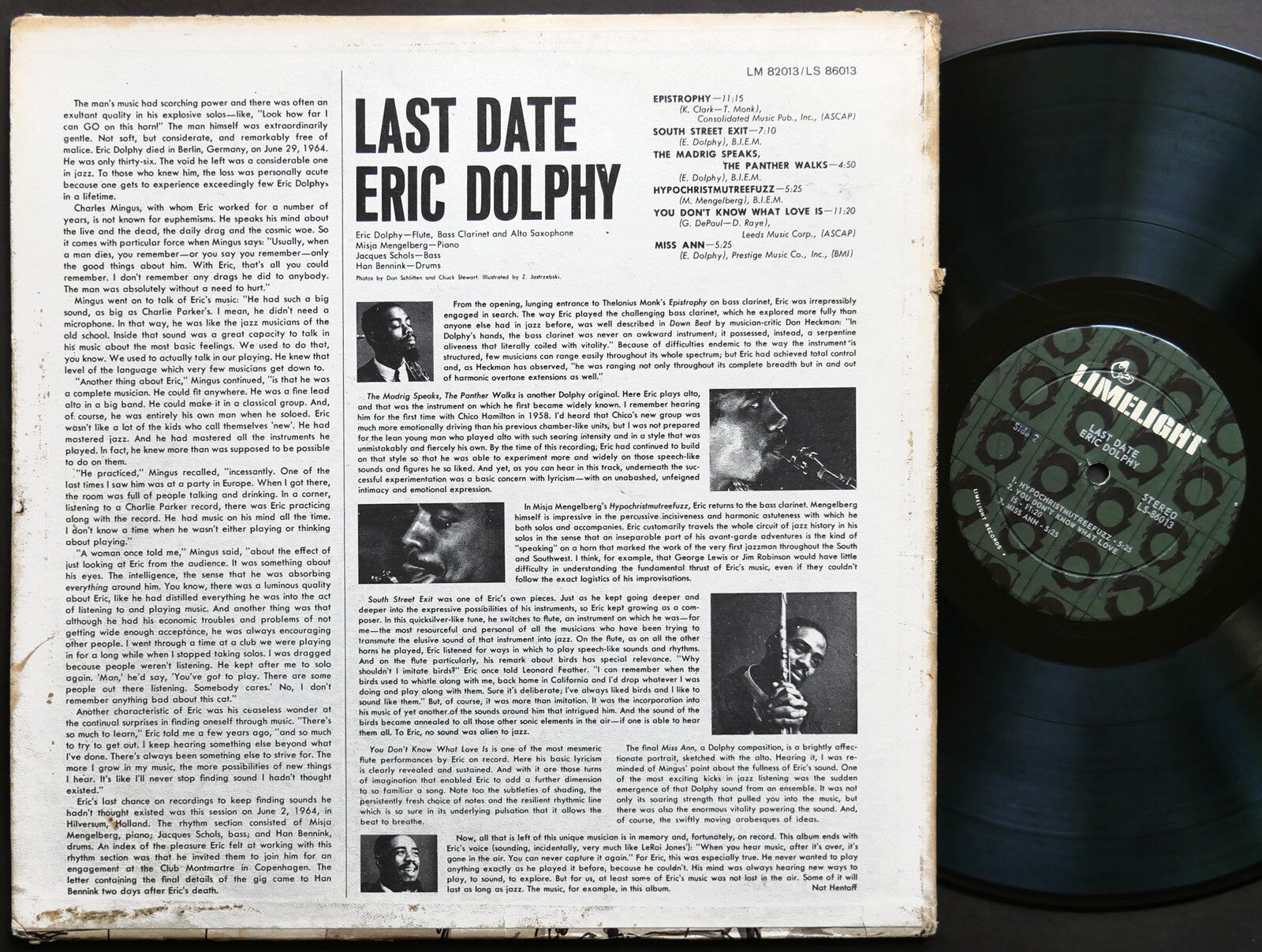 ERIC DOLPHY Last Date LP LIMELIGHT LS 86013 JAZZ DG STEREO Han Bennink