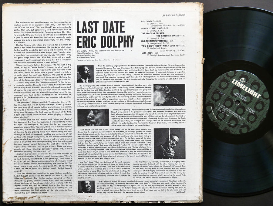 ERIC DOLPHY Last Date LP LIMELIGHT LS 86013 JAZZ DG STEREO Han Bennink