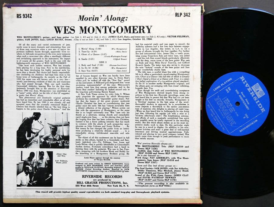 WES MONTGOMERY Movin' Along LP RIVERSIDE RECORDS RM 342 DG MONO Sam Jones