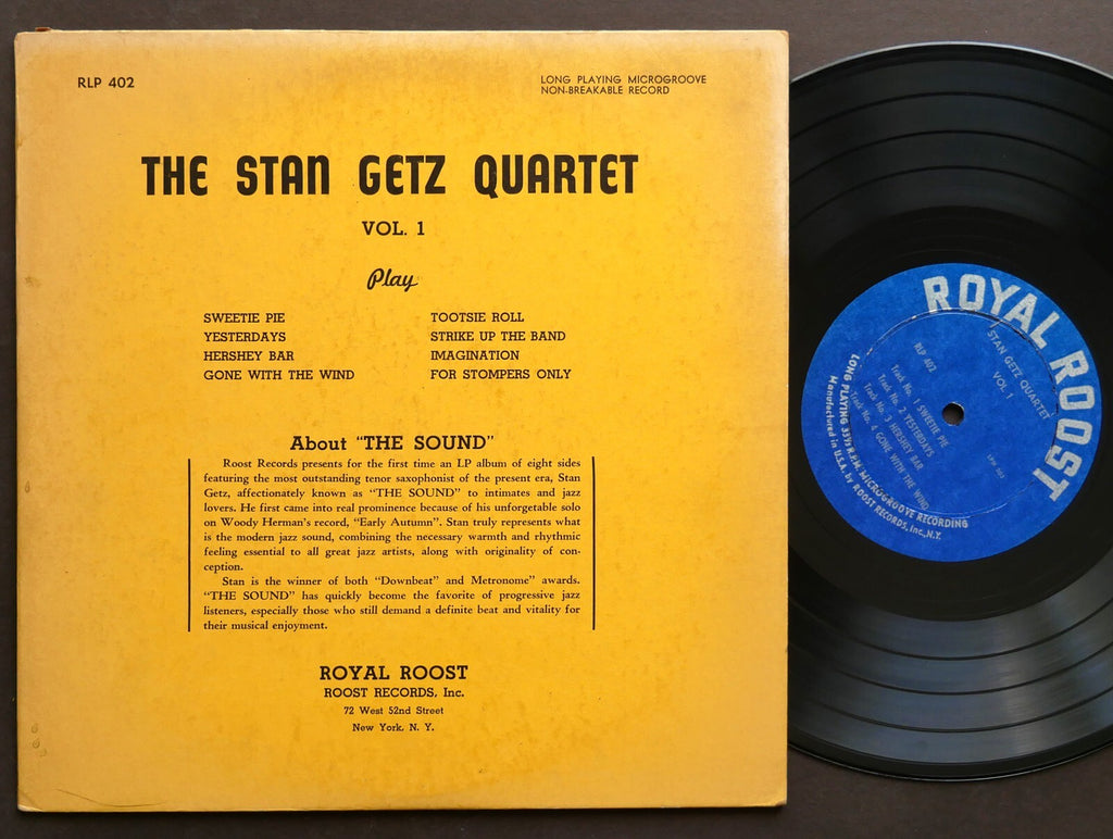 STAN GETZ Quartet Vol. 1 LP ROYAL ROOST RLP 402 US 1950 10" MONO Horace Silver