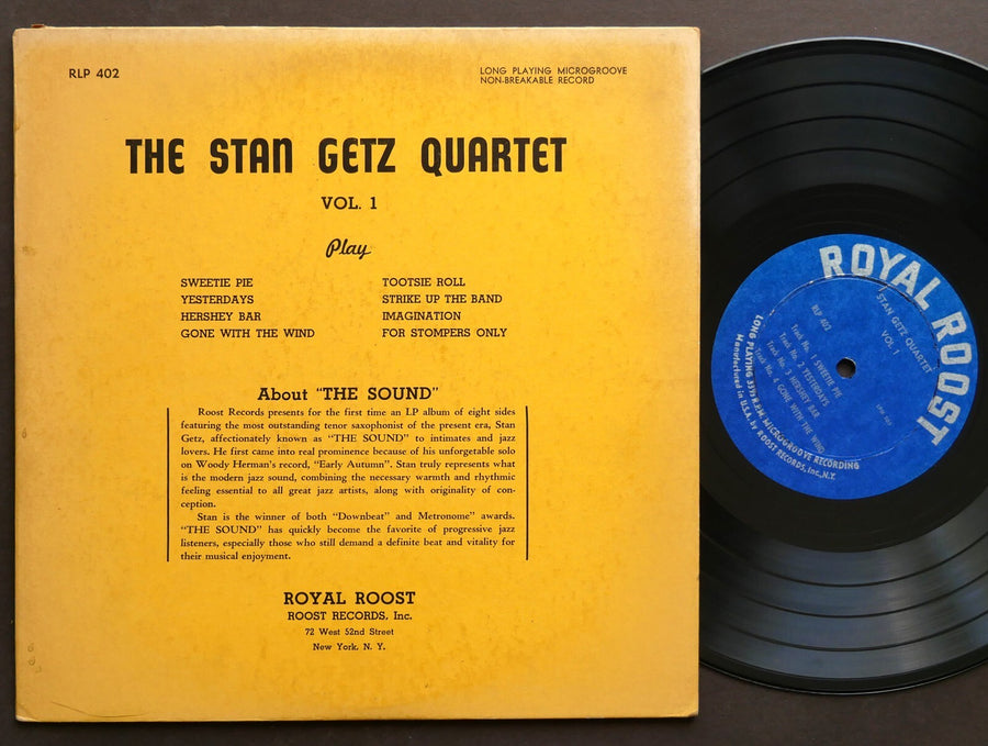 STAN GETZ Quartet Vol. 1 LP ROYAL ROOST RLP 402 US 1950 10" MONO Horace Silver