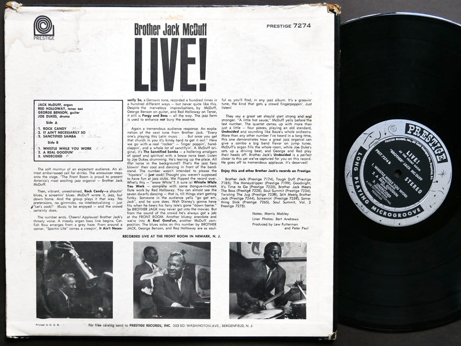 BROTHER JACK MCDUFF Live! LP PRESTIGE PRST 7274 US 1963 JAZZ DG ST George Benson