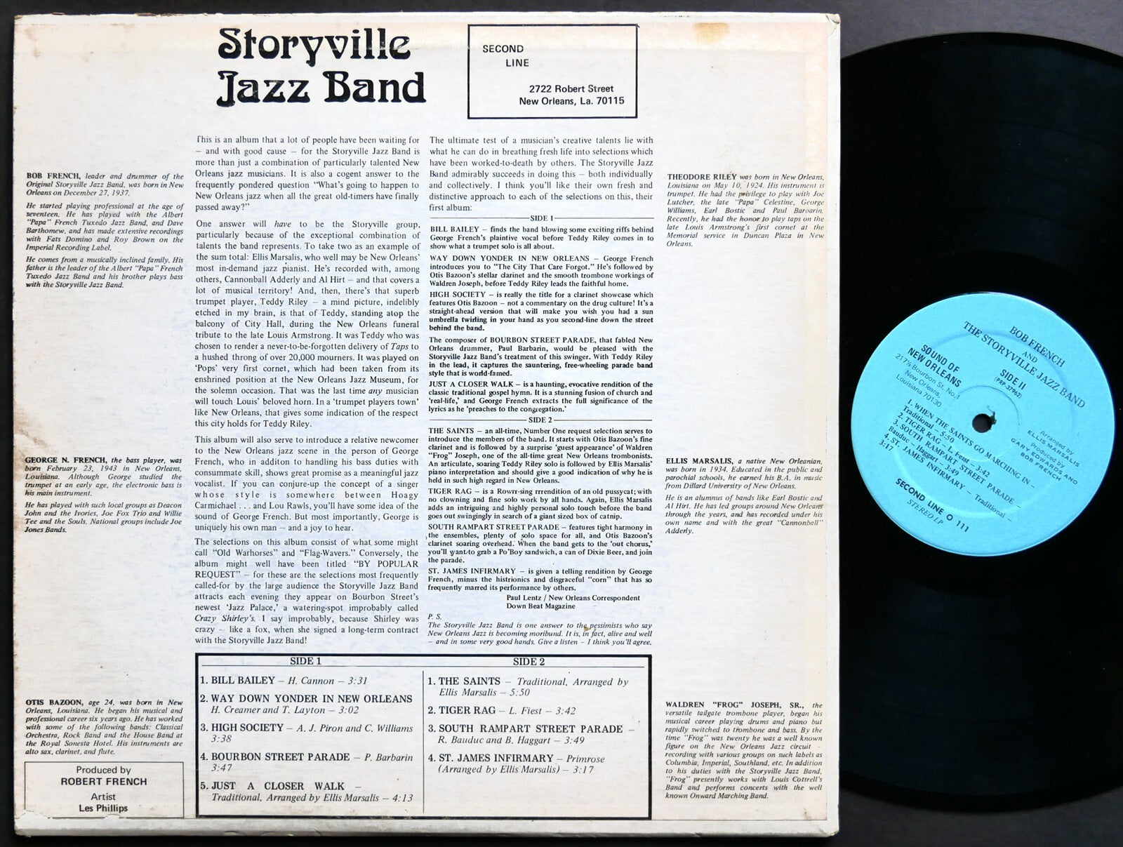 BOB FRENCH And The Original Storyville Jazz Band LP SECOND LINE SL 0111 Jazz