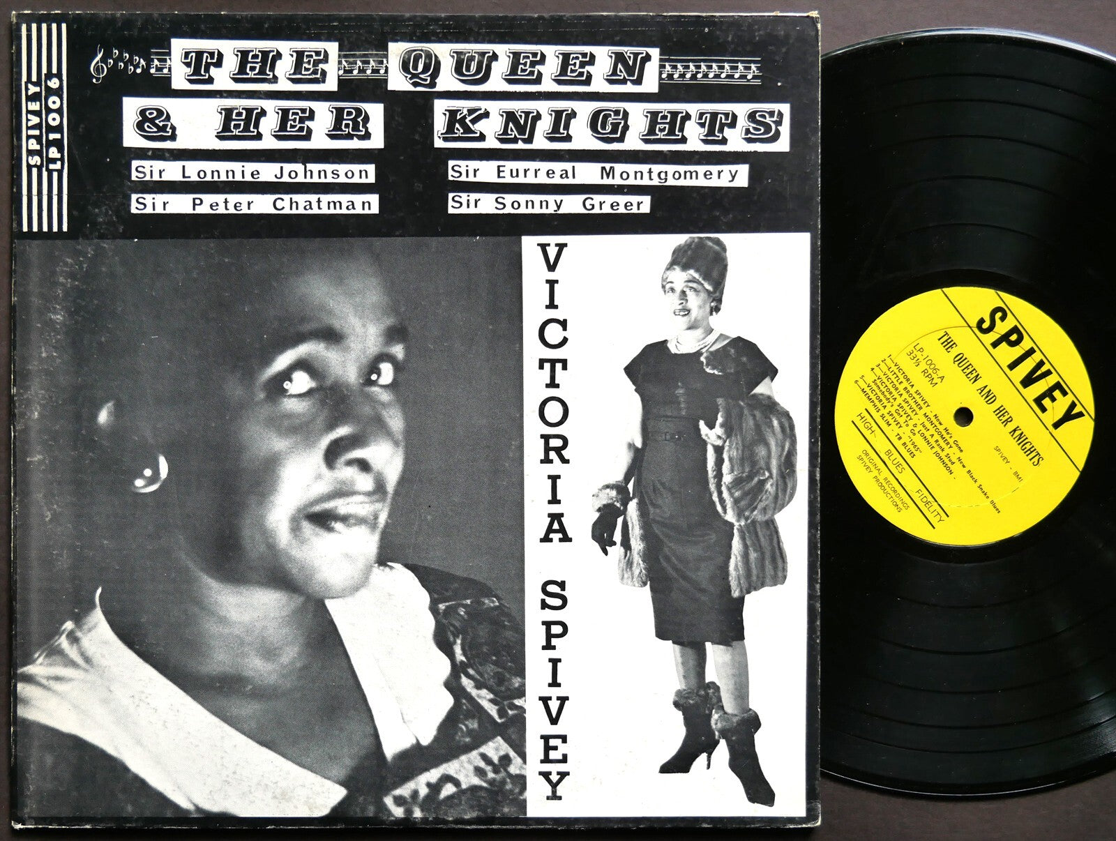 VICTORIA SPIVEY LONNIE JOHNSON The Queen And Her Knights LP SPIVEY LP-1006 Blues