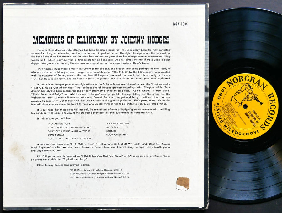 JOHNNY HODGES Memories Of Ellington LP NORGRAN MG N-1004 US 1954 JAZZ DG MONO