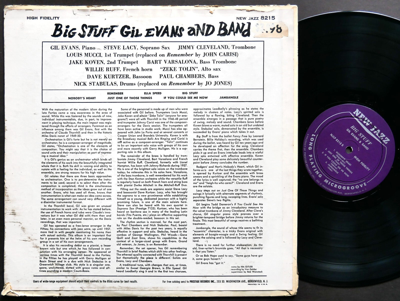 GIL EVANS Big Stuff LP NEW JAZZ NJLP 8215 US 1959 RVG DG MONO JAZZ Paul Chambers