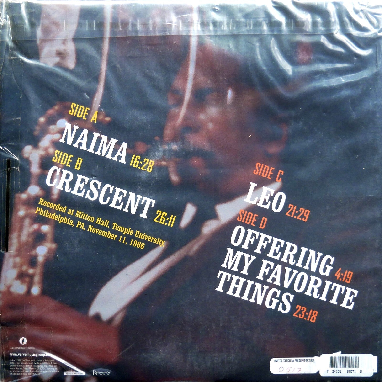 JOHN COLTRANE Offering Live At Temple University 2 x LP IMPULSE! US 2014 LIMITED