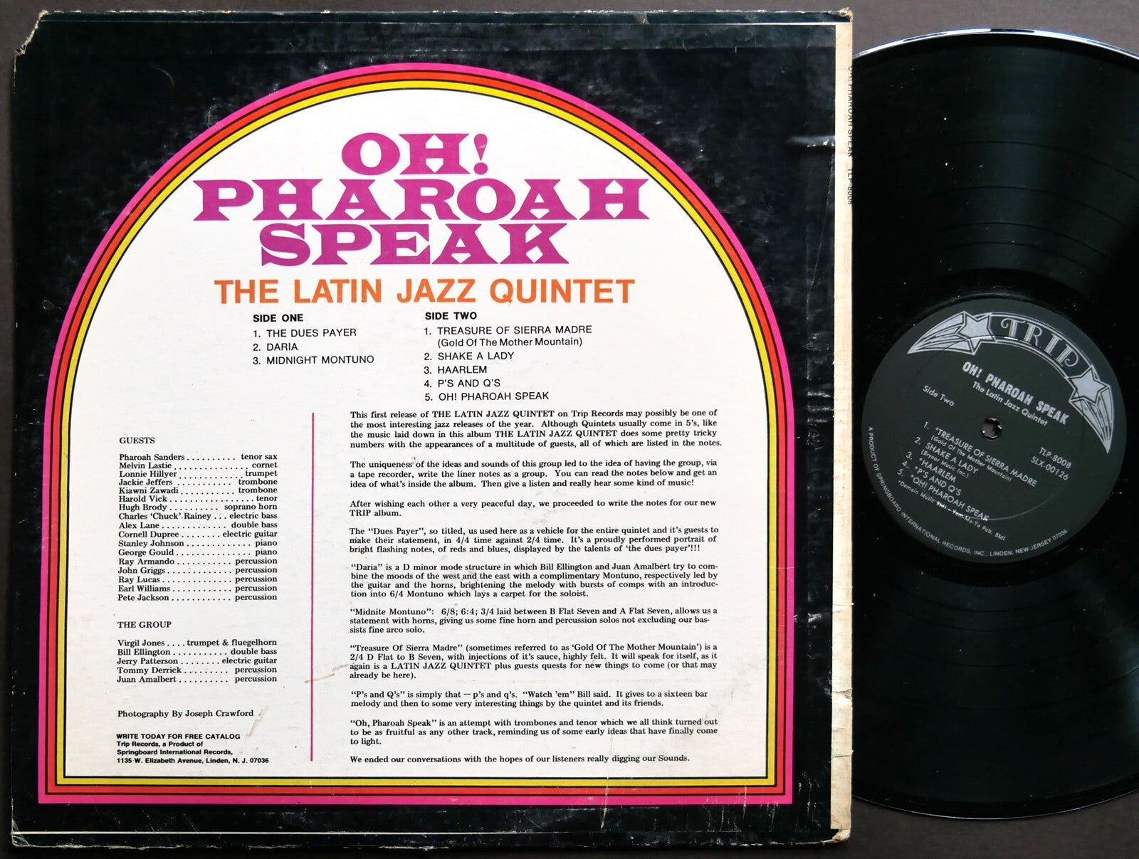 PHAROAH SANDERS THE LATIN JAZZ QUINTET Oh! Pharoah Speak LP TRIP TLP-8008 JAZZ
