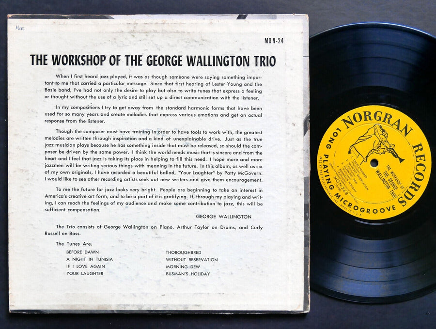 GEORGE WALLINGTON TRIO Workshop Of.. 10" LP NORGRAN MG N-24 US 1957 JAZZ DG MONO