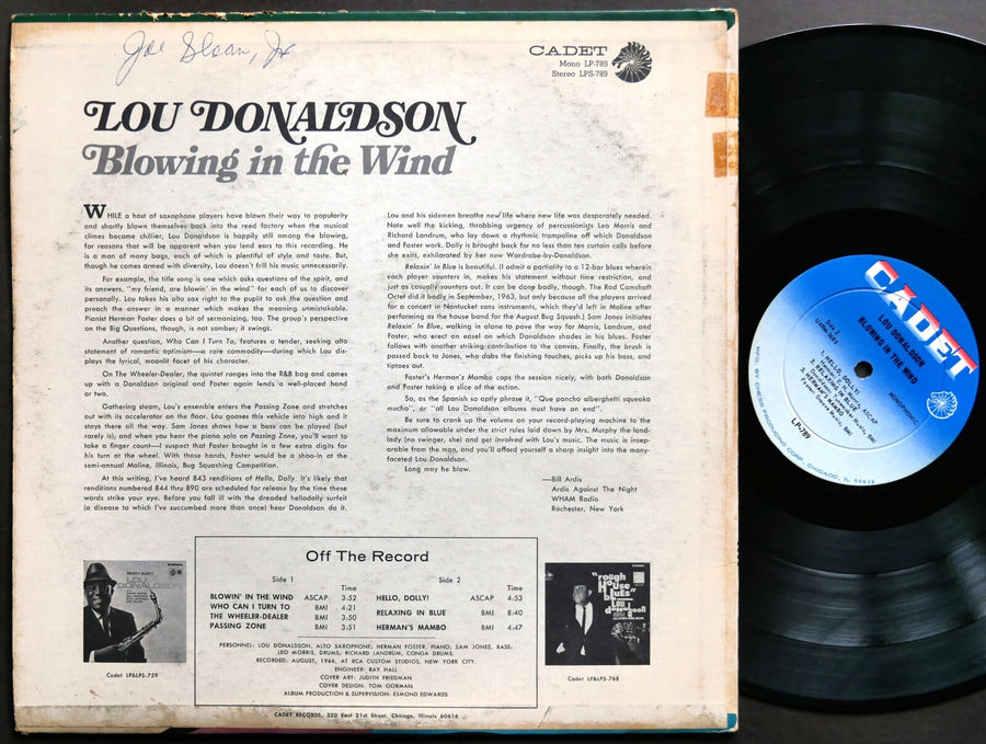LOU DONALDSON Blowing In The Wind LP CADET LP-789 US 1967 DG MONO JAZZ Sam Jones