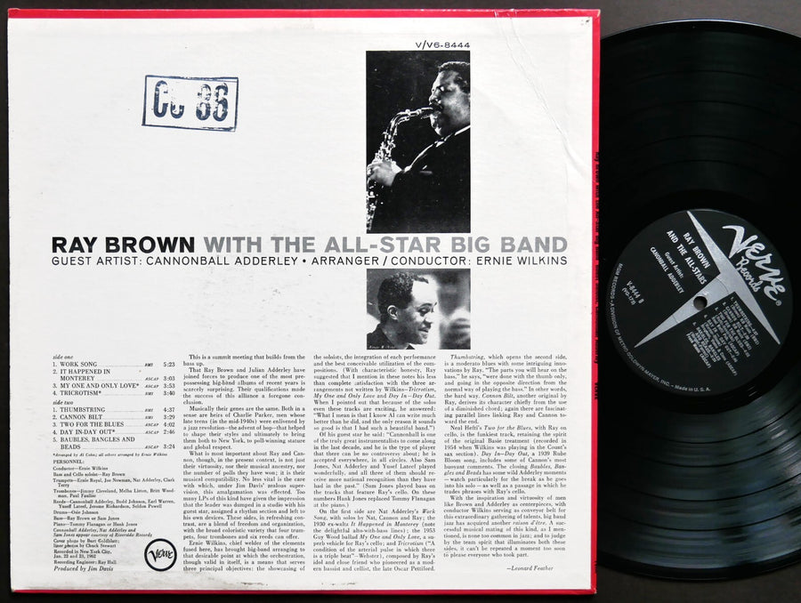 RAY BROWN CANNONBALL ADDERLEY With The All-Star Big Band LP VERVE V-8444 US 1962