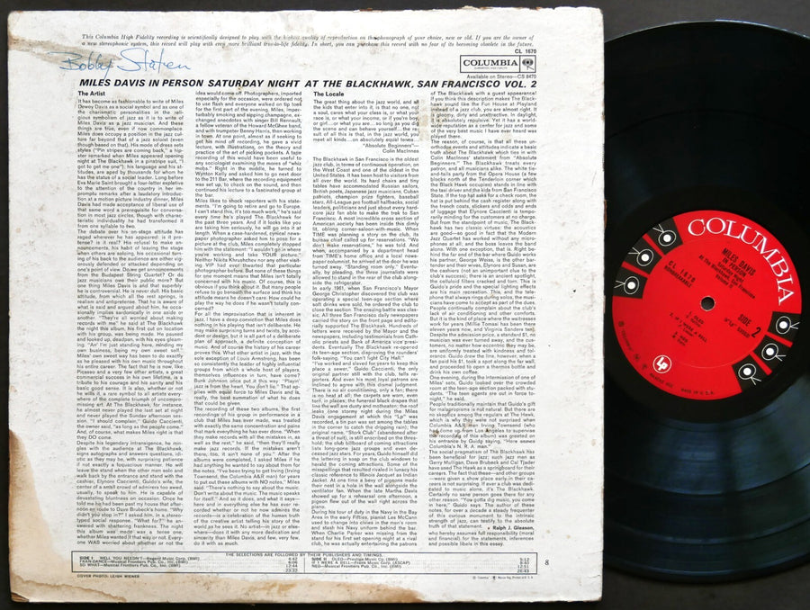 MILES DAVIS In Person At The Blackhawk Vol.II COLUMBIA CL 1670 MONO Hank Mobley