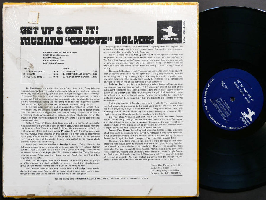RICHARD GROOVE HOLMES Get Up And Get It! PRESTIGE 7514 Pat Martino Paul Chambers