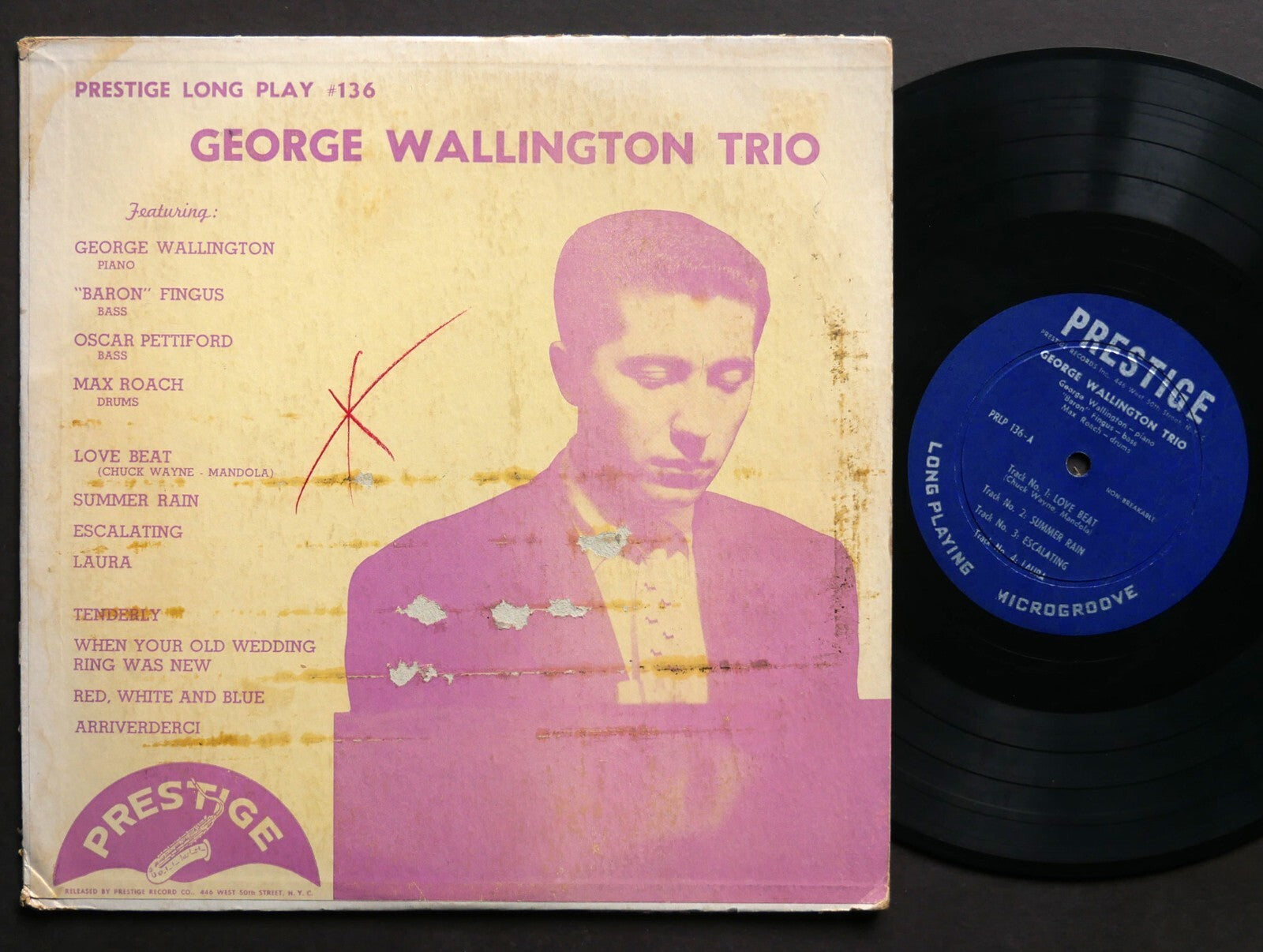 GEORGE WALLINGTON TRIO 10" LP PRESTIGE PRLP 136 MONO Max Roach Oscar Pettiford