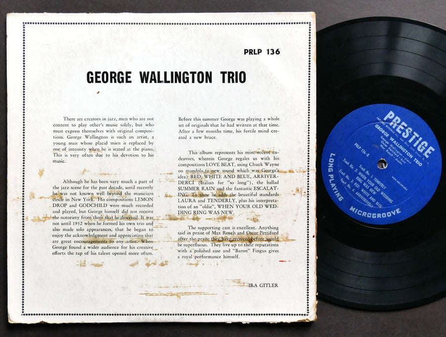 GEORGE WALLINGTON TRIO 10" LP PRESTIGE PRLP 136 MONO Max Roach Oscar Pettiford