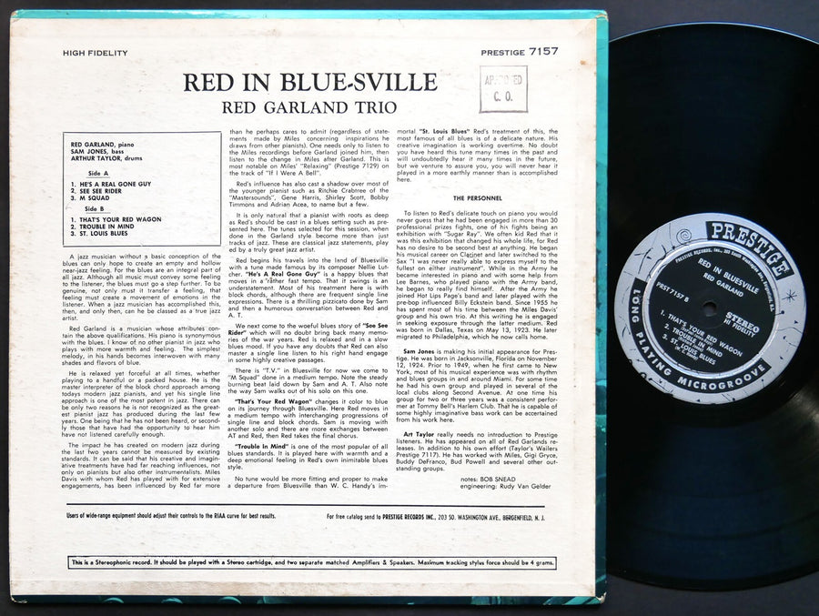 RED GARLAND Red In Bluesville LP PRESTIGE PRST 7157 US 1959 NJ RVG DG Sam Jones