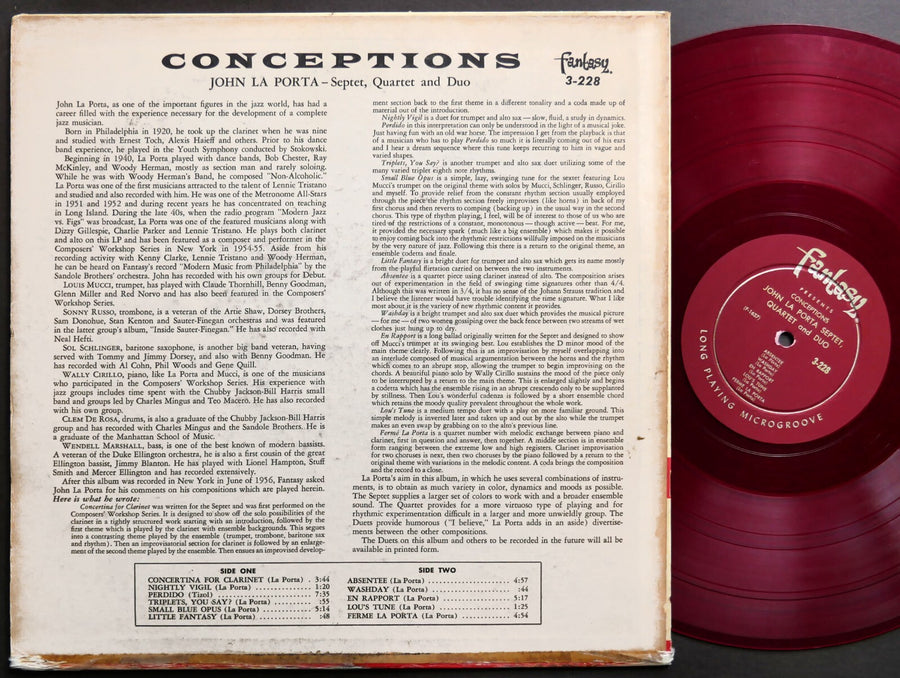 JOHN LA PORTA Conceptions LP FANTASY 3-228 US 1956 DG MONO RED WAX Lou Mucci