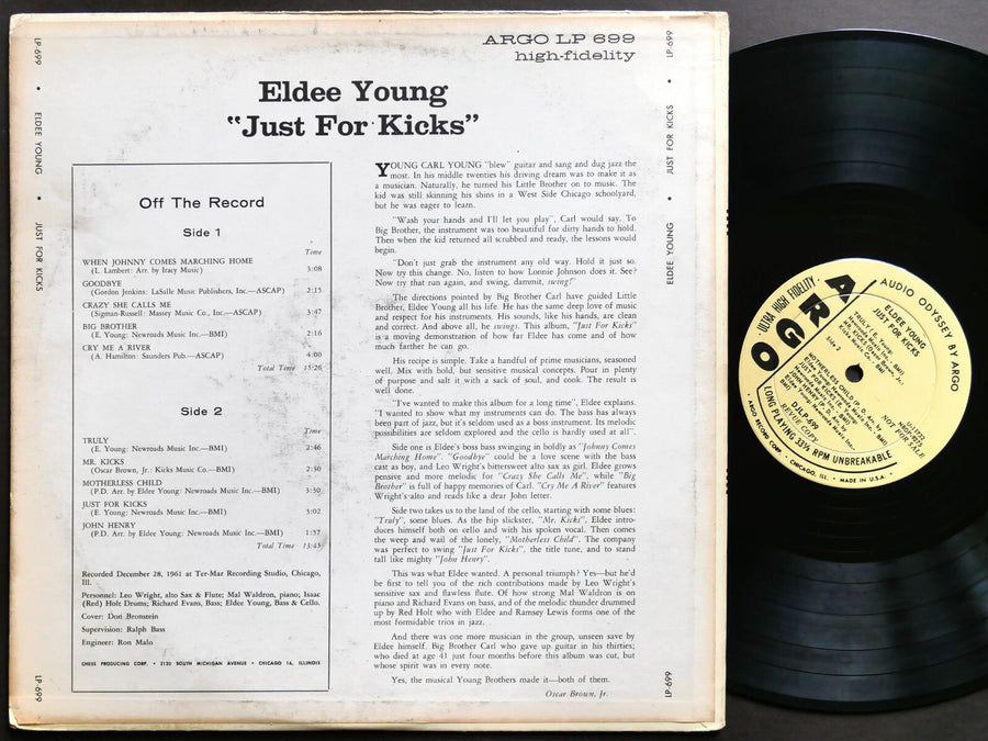 ELDEE YOUNG Just For Kicks LP ARGO DJLP-699 US 1962 DG MONO Mal Waldron Red Holt
