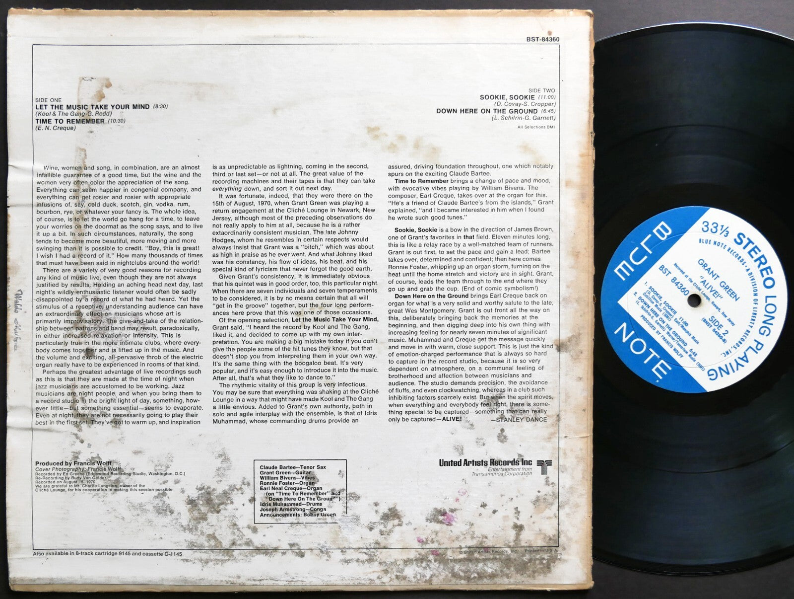 GRANT GREEN Alive! LP BLUE NOTE BST 84360 US 1970 RVG LIBERTY Ronnie Foster