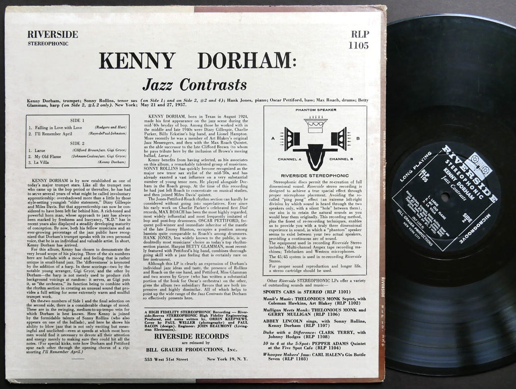 KENNY DORHAM Jazz Contrasts LP RIVERSIDE RLP 1105 Sonny Rollins Oscar Pettiford