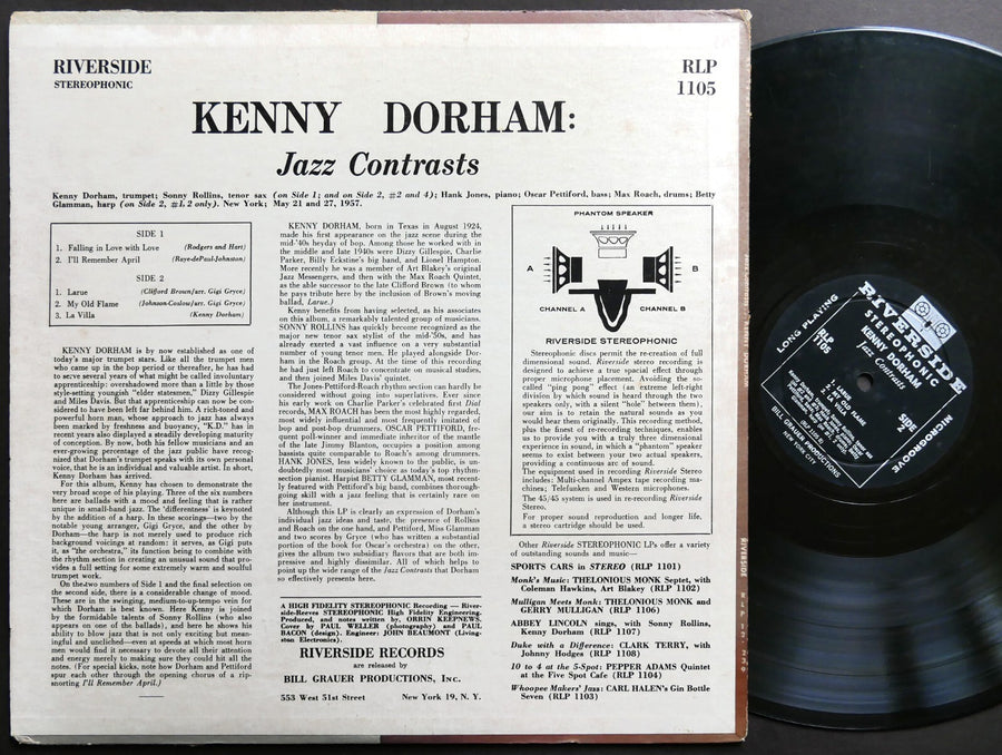 KENNY DORHAM Jazz Contrasts LP RIVERSIDE RLP 1105 Sonny Rollins Oscar Pettiford
